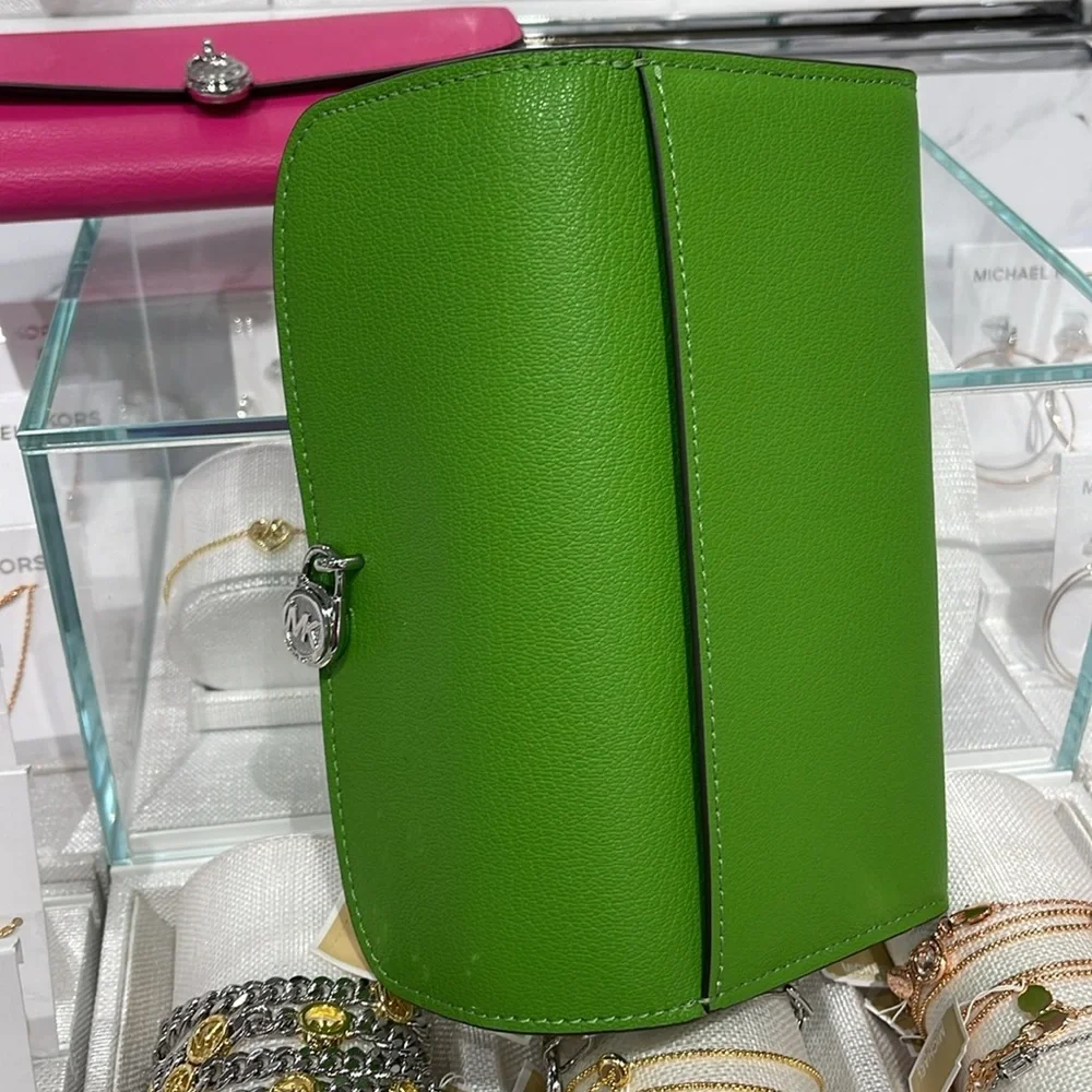 Michael Kors Hamilton Large Leather Flap Continental Wallet Jungle Green NWT